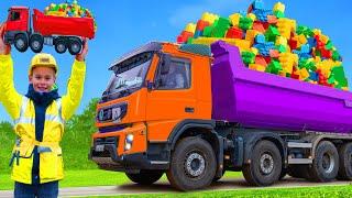 The Kids Play with Real Trucks and other Vehicles