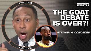 Stephen A. CONCEDES LeBron James is THE GOAT OF LONGEVITY!  LeBron 50K PTS REACTION  | First Take