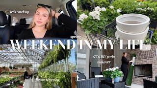 SPRING WEEKEND VLOG: kai needs surgery? baking, brunch, flower shopping & $300 DIY patio makeover!