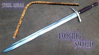 How to make a sword | Forging a SWORD out of Rusted Iron REBAR | Sword making   ️️