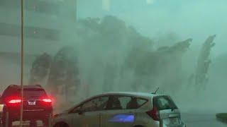 HOUSTON STORMS: Resident take cover as windows are blown out on Texas skyscrapers