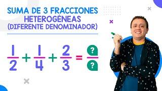 Suma de 3 fracciones heterogéneas (diferente denominador)