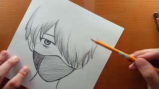 Facile disegno anime | come disegnare un ragazzo anime che indossa una maschera facile