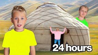 Living 24 HOURS in YURT w/ Gaby and Alex Family