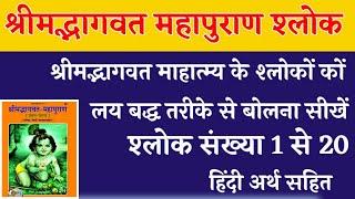 श्रीमद्भागवत महापुराण माहात्म्य श्लोक संख्या 1 से 20 भाग - 1 भागवत श्लोकों कों लय में बोलना सीखें