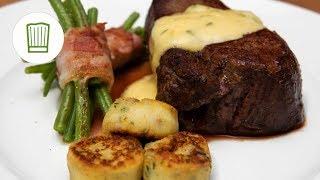 Chateaubriand Steak mit Speckbohnen, Macaire Kartoffeln und Sauce Béarnaise | Chefkoch.de