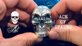 Ace Of Spades Silver Skull Ring