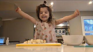 Breakfast With Milana - Rice Krispies, Cheerios, Blueberries, and a Banana!