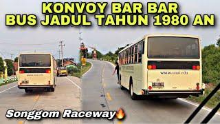 Songgom Race  Konvoy Bar Bar Bus Jadul Tahun 1980 an ️| trip SUMBER ALAM - Hino M10U Blue Ribbon