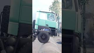 Tow Big Cement Truck with Rope Passing Muddy Road #mudrunner #shorts