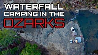 WATERFALL CAMPING IN THE OZARKS. Camping on a giant rock. Tacoma [Arkansas] [Overland] [4K]