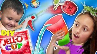 DIY JELLO CUPS! Edible Glasses Kids Recipe! + Cherry Pit Fruit Launcher! FUNnel Family Random Vlogs