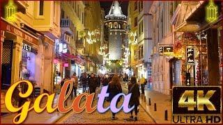 Galata Tower NIGHT OF HISTORY. Istanbul, Turkey Walking Tour In [4K]: -2022