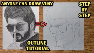 Drawing vijay easily|how to draw vijay step by step| master vijay drawing|Drawing vijay tutorial