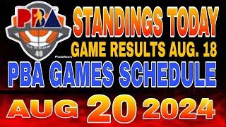 PBA Standings today as of August 18, 2024 | PBA Game results | Pba schedule August 20, 2024