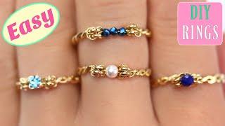 Dainty Rings With Beads and Crystals (wire wrapping rings) DIY Rings, Stacking Rings