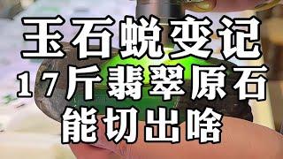 百万翡翠赌石记：17斤翡翠原石，能切出啥？ #翡翠 #翡翠原石