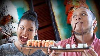 Sushi Challenge - Salmon Rolls (TabiEats Collab) | Just Eat Life