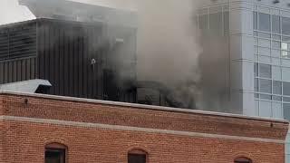 Smoke pours from Food Dance building in Kalamazoo