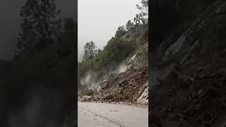 Dramatic Video Shows Rock Slide Crashing onto California Highway #shorts  | VOA News