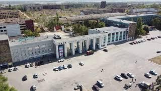 Проходные Волгоградского тракторного завода и площадь Дзержинского. Аэросъемка.