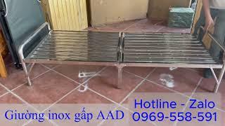 Giường xếp inox 304 gấp gọn thông minh đa năng AAD rộng 80cm, 1m, 1m2, 1m5