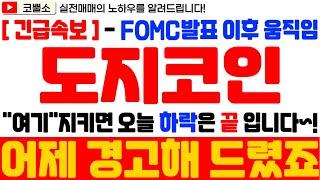 [ 도지코인 전망 ] 어제 경고해 드렸죠?? FOMC발표 이후 움직임 중요하다고...너무 걱정은 마세요!! "여기" 지키면 오늘 하락 이걸로 끝 입니다!!!