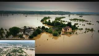 Повінь м.Галич. Відео з пташиного польоту, Івано-Франківська область