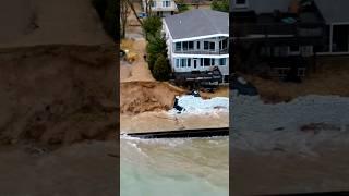 GONE! Ogden Dunes & River Walk Houses Washed Away With Massive Waves 4K Drone Footage #storm