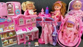 13 Minutes Satisfying with Unboxing Pink Doll Bed,Refrigerator Collection Review Toys | ASMR