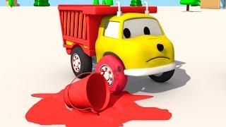 Ethan the DUMP TRUCK gets paint on his wheels and makes shapes - Learn shapes with ETHAN