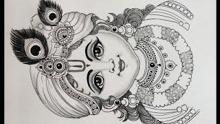 How to draw a beautiful and realistic pencil shading sketch of cute little Krishna/Kanhaiya drawing