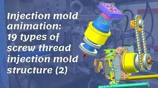 Injection mold animation 19 types of screw thread injection mold structure 2