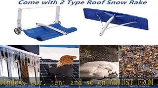 Roof Snow Rake Removal Tool with 2 Cutting Blade Reach to 24Feet, Upgraded Dual Conversion Head Sno