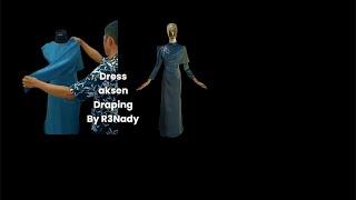 Dress pesta aksen draping drapery cape