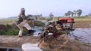 LOMPAT SUNGAI..!! TRAKTOR SAWAH ROTARI MENGGUNAKAN DIESEL YANMAR TF105ML DI