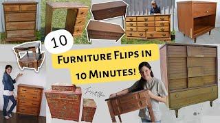 10 Furniture Flips in 10 Minutes! | Furniture Flipping Makeovers Before and Afters Jess&Obie