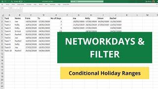 NETWORKDAYS Function with FILTER for Conditional Holidays Ranges