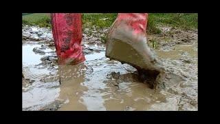 New Year's day long muddy country walk in my high heeled wedge wellingtons - part 1