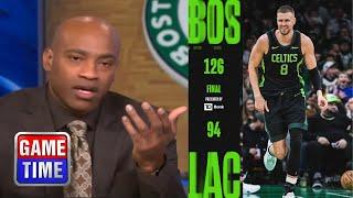 NBA Gametime | "Kristaps Porzingis COOKINGS Harden" - Vince Carter on Celtics beat Clippers 126-94