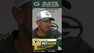 #GreenBay #Packer Coach #LaFleur asked if #KR #KeiseanNixon was supposed to run out that kickoff