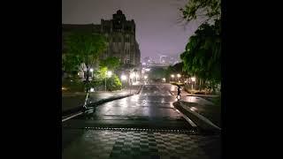Take a walk on the campus of Korea University on a rainy day.Seoul.South Korea.