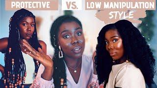 PROTECTIVE STYLE VS. LOW MANIPULATION STYLE! | WHICH ONE GROWS NATURAL HAIR FASTER? | Obaa Yaa Jones