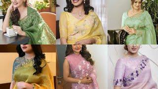 organza saree blouse design collections