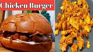 Chicken Tikka Burger Recipe | Simple Yet Delicious Chicken Chunks Burger | Chicken Burger At Home 