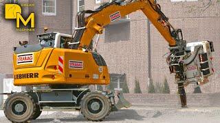 LIEBHERR A918 wheeled excavator with fascinating suction attachment digging without damaging roots