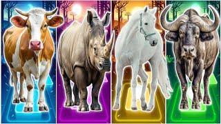 Funny CowFunny RhinoFunny HorseFunny Buffalo |Funny Animals|Coffin Dance|Tiles Hop EDM Rush