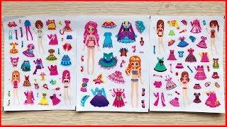 Dán hình váy đầm búp bê, 100 bộ quần áo giày dép & phụ kiện Sticker dolly (Chim Xinh)