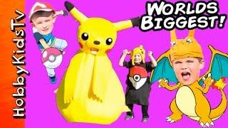 Giant PIKACHU Surprise Egg with HobbyKidsTV