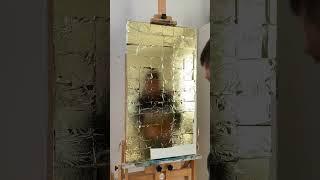 Large canvas | Metal leaf prepping #goldleafart #goldleaf